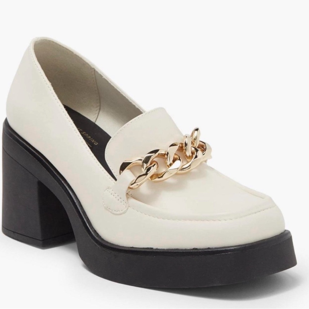White Noella Heeled Loafers